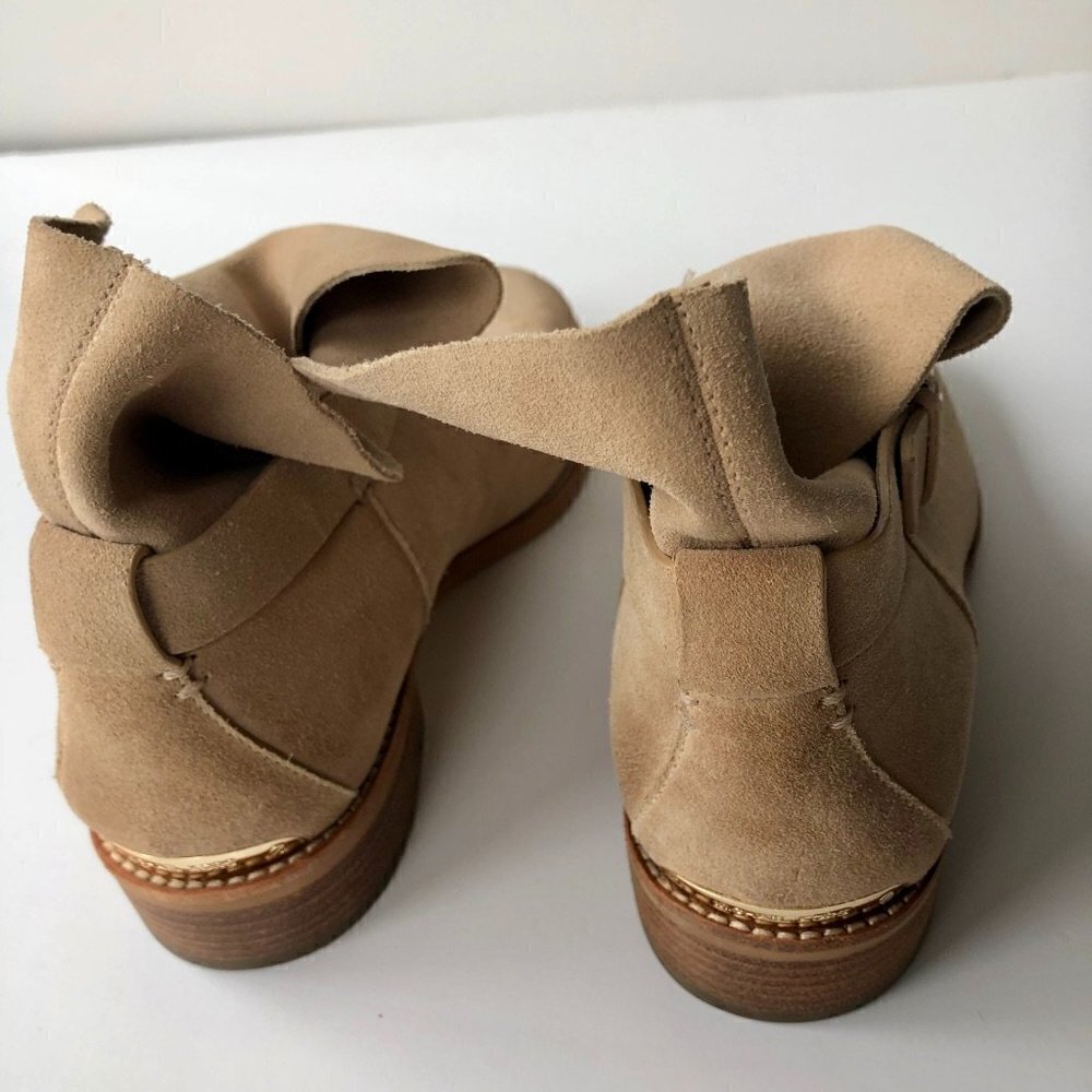 MICHAEL KORS ankle suede leather cut boot gold hardware buckle logo all season 8 - Picture 6 of 15
